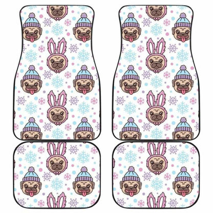 Cute Pug Hat Rabbit Costume Pattern Front And Back Car Mats 102918 - YourCarButBetter
