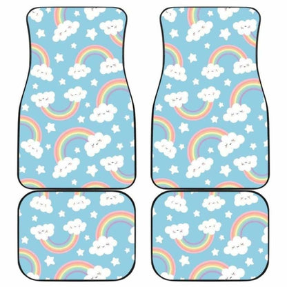 Cute Rainbow Clound Star Pattern Blue Background Front And Back Car Mats 174914 - YourCarButBetter