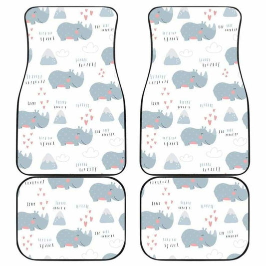 Cute Rhino Heart Pattern Front And Back Car Mats 174914 - YourCarButBetter