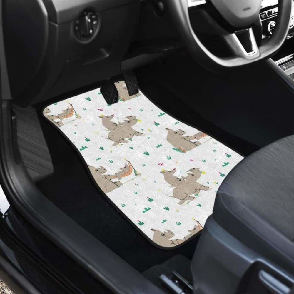 Cute Rhino Pattern Background Front And Back Car Mats 163730 - YourCarButBetter
