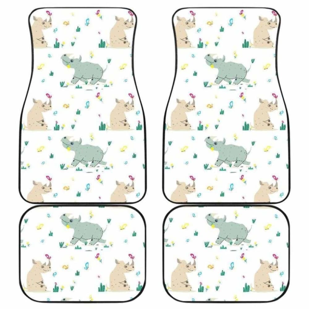 Cute Rhino Pattern Front And Back Car Mats 163730 - YourCarButBetter