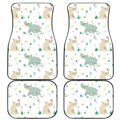 Cute Rhino Pattern Front And Back Car Mats 163730 - YourCarButBetter