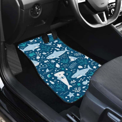 Cute Shark Pattern Front And Back Car Mats 102802 - YourCarButBetter