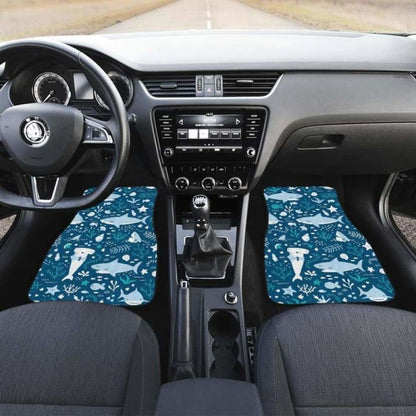 Cute Shark Pattern Front And Back Car Mats 102802 - YourCarButBetter