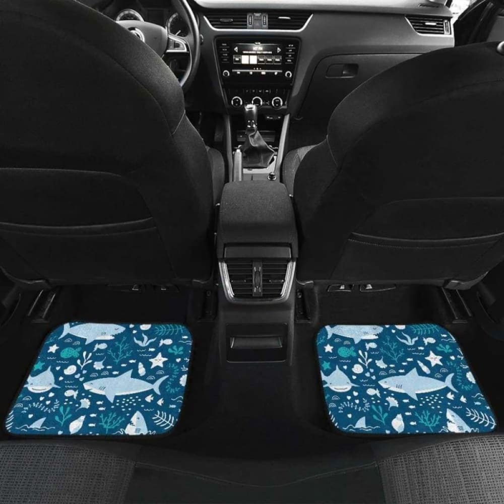 Cute Shark Pattern Front And Back Car Mats 102802 - YourCarButBetter