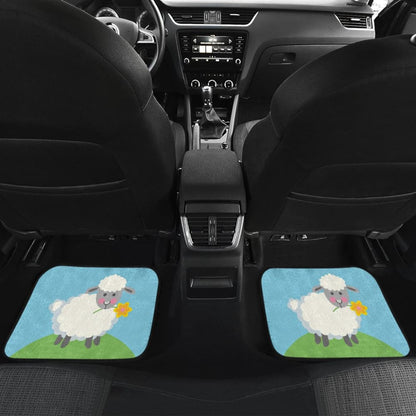 Cute Sheep With Grass And Flower Car Floor Mats 212101 - YourCarButBetter