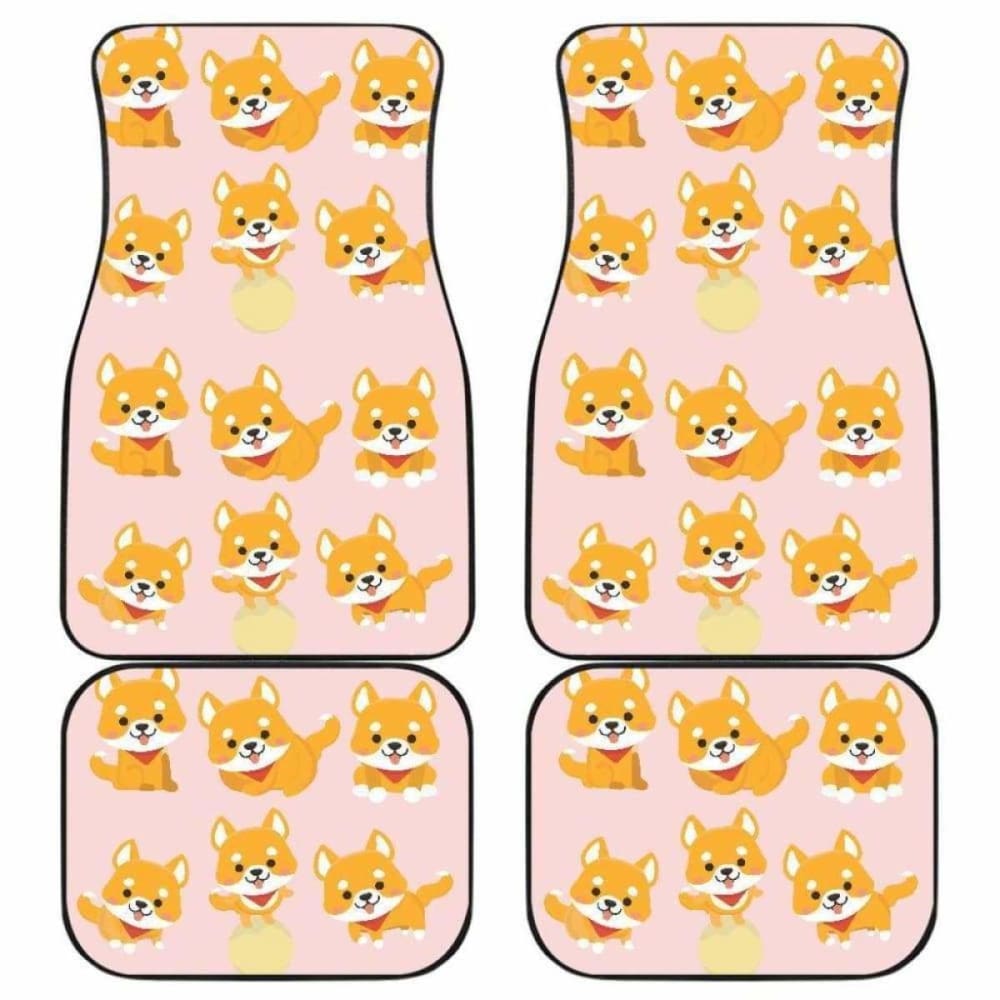 Cute Shiba Inu Dog Pattern Front And Back Car Mats 090629 - YourCarButBetter