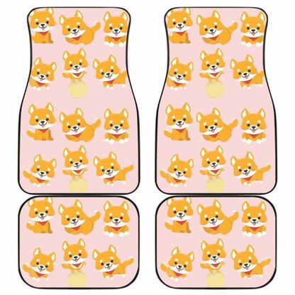 Cute Shiba Inu Dog Pattern Front And Back Car Mats 090629 - YourCarButBetter