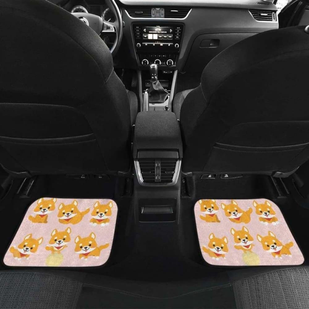 Cute Shiba Inu Dog Pattern Front And Back Car Mats 090629 - YourCarButBetter