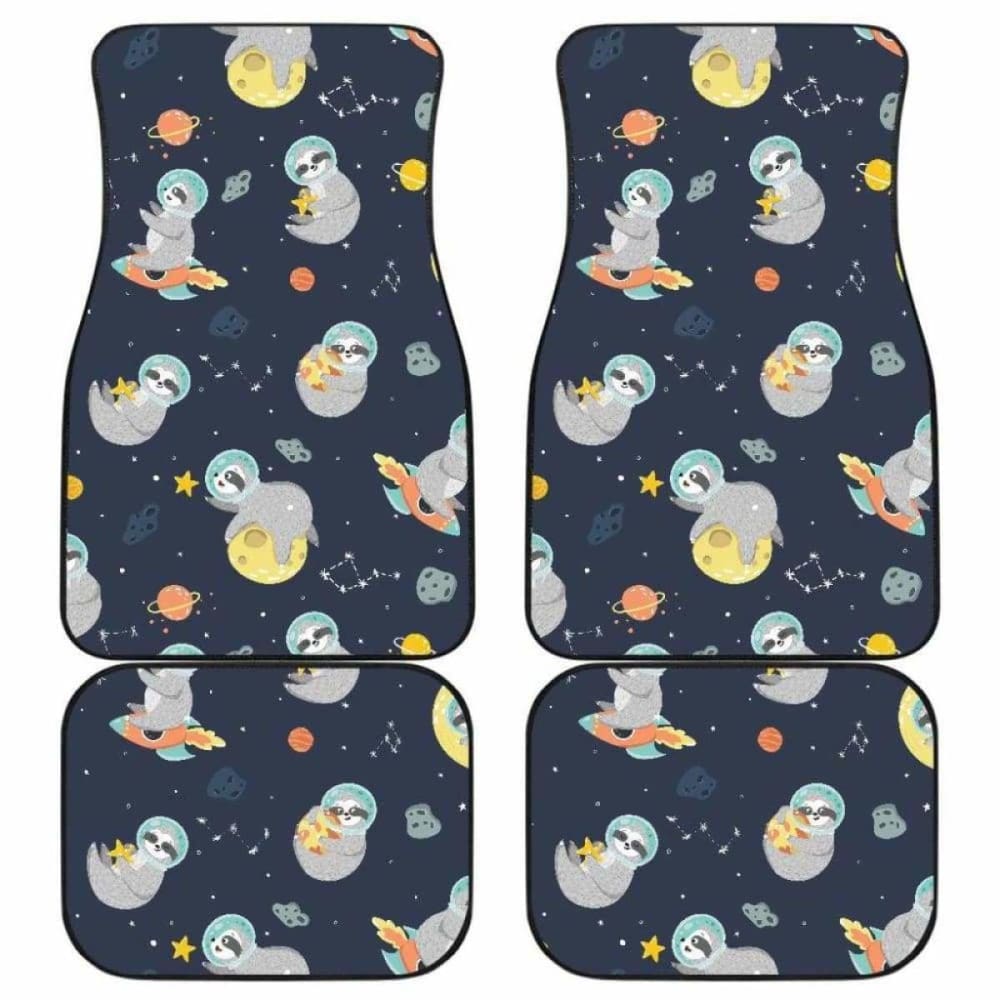 Cute Sloth Astronaut Star Planet Rocket Pattern Front And Back Car Mats 144902