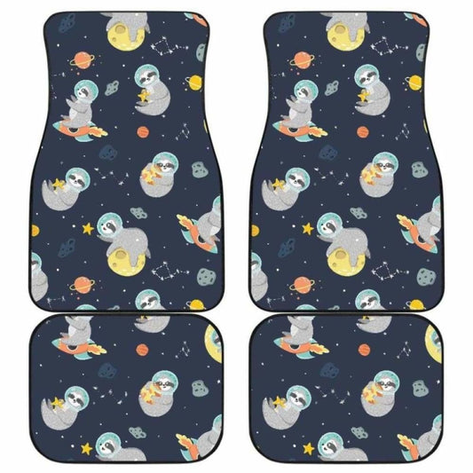 Cute Sloth Astronaut Star Planet Rocket Pattern Front And Back Car Mats 144902