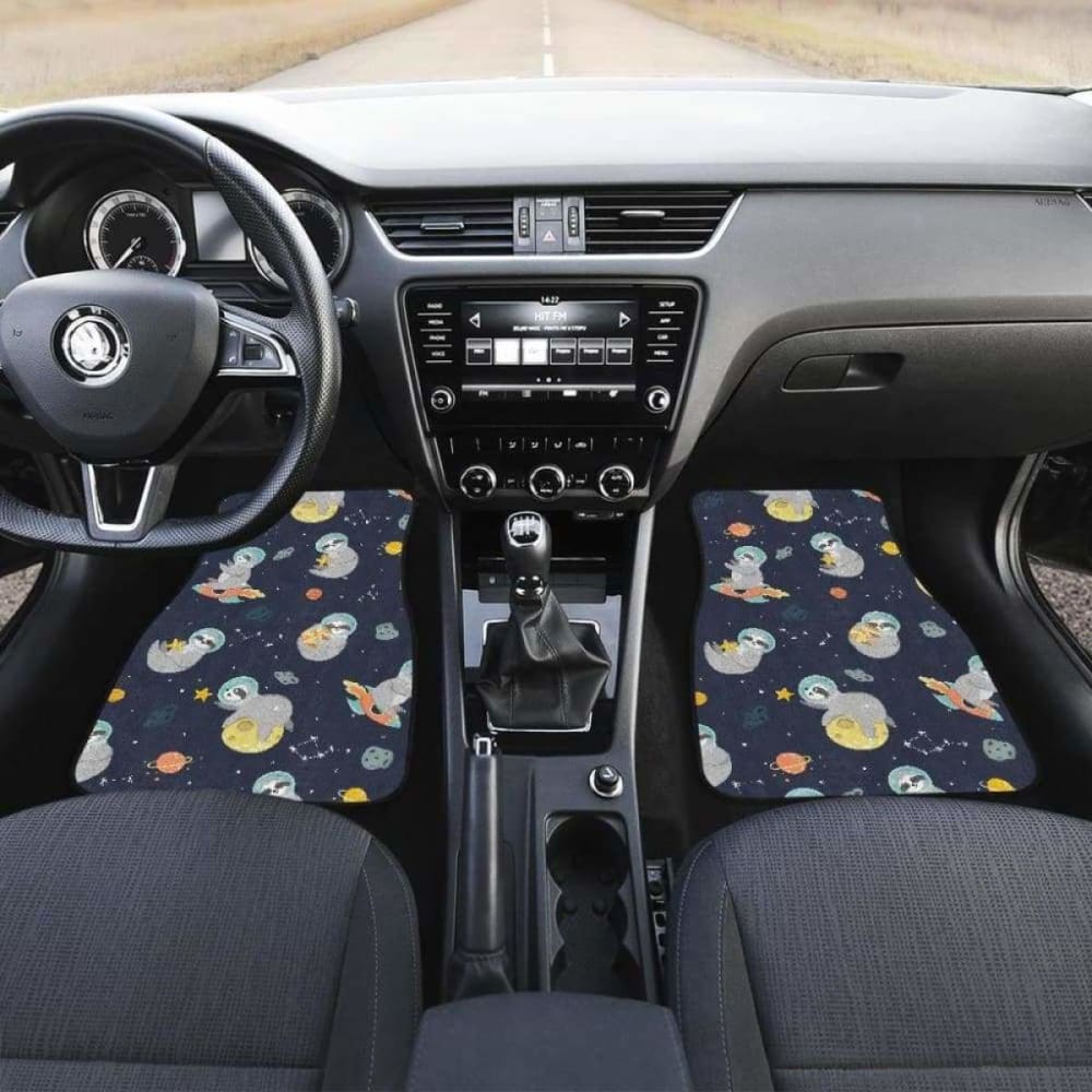 Cute Sloth Astronaut Star Planet Rocket Pattern Front And Back Car Mats 144902