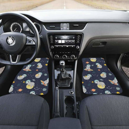 Cute Sloth Astronaut Star Planet Rocket Pattern Front And Back Car Mats 144902