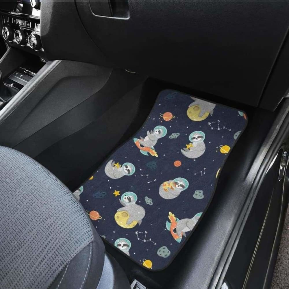 Cute Sloth Astronaut Star Planet Rocket Pattern Front And Back Car Mats 144902