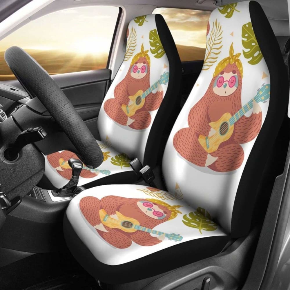 Cute Sloth Playing Guitar Car Seat Covers 144902