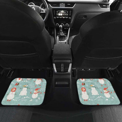 Cute Snowman Pattern Front And Back Car Mats 112608