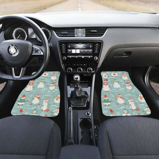 Cute Snowman Pattern Front And Back Car Mats 112608