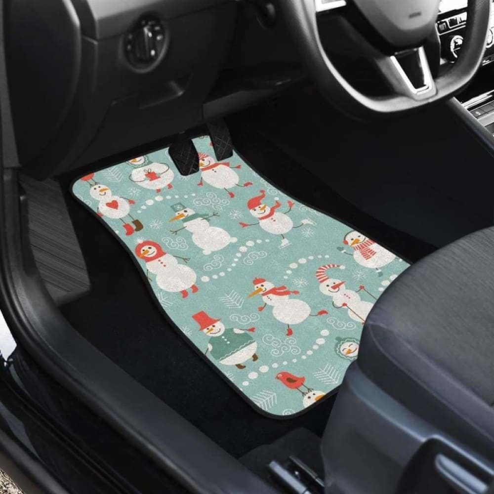 Cute Snowman Pattern Front And Back Car Mats 112608