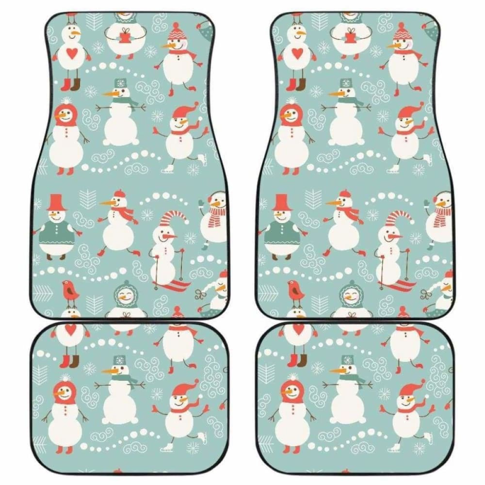 Cute Snowman Pattern Front And Back Car Mats 112608