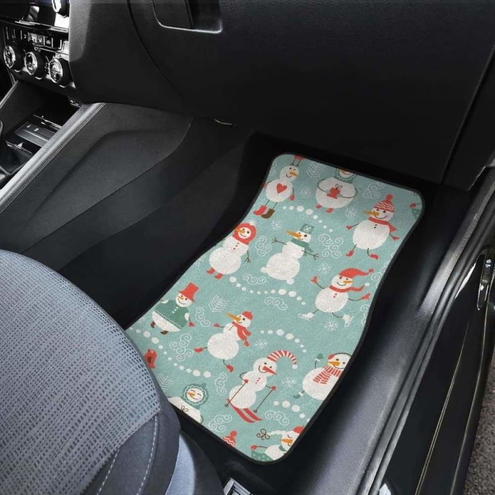 Cute Snowman Pattern Front And Back Car Mats 112608
