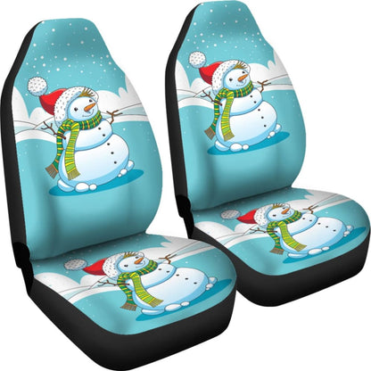 Cute Snowman Pattern Print Car Seat Covers 211903 - YourCarButBetter