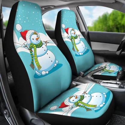 Cute Snowman Pattern Print Car Seat Covers 211903 - YourCarButBetter