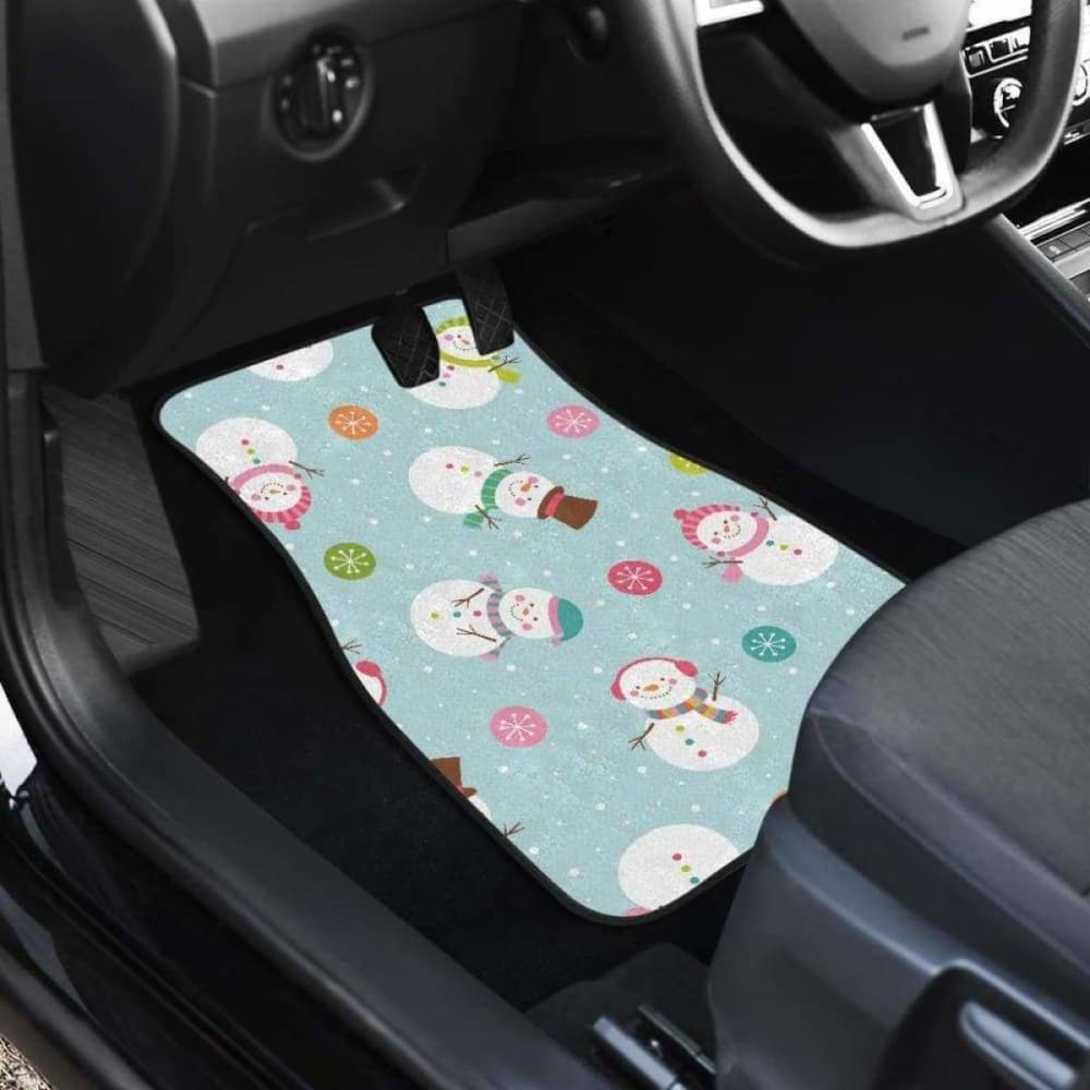 Cute Snowman Snowflake Pattern Front And Back Car Mats 112608
