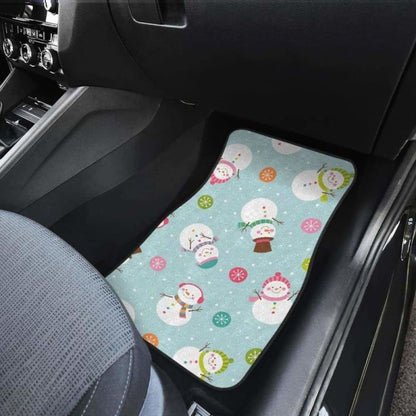 Cute Snowman Snowflake Pattern Front And Back Car Mats 112608