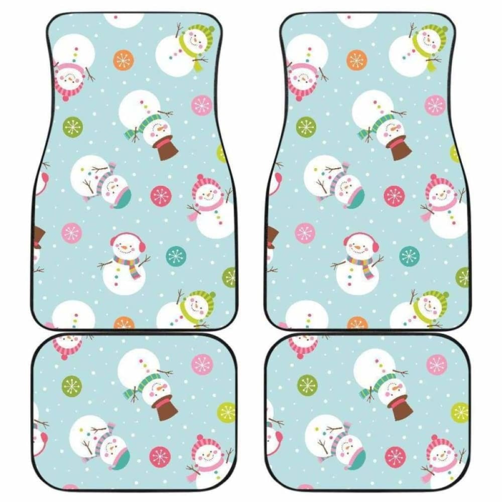 Cute Snowman Snowflake Pattern Front And Back Car Mats 112608