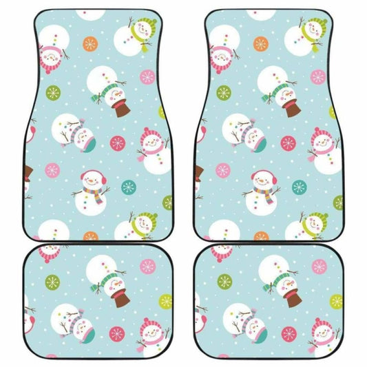 Cute Snowman Snowflake Pattern Front And Back Car Mats 112608