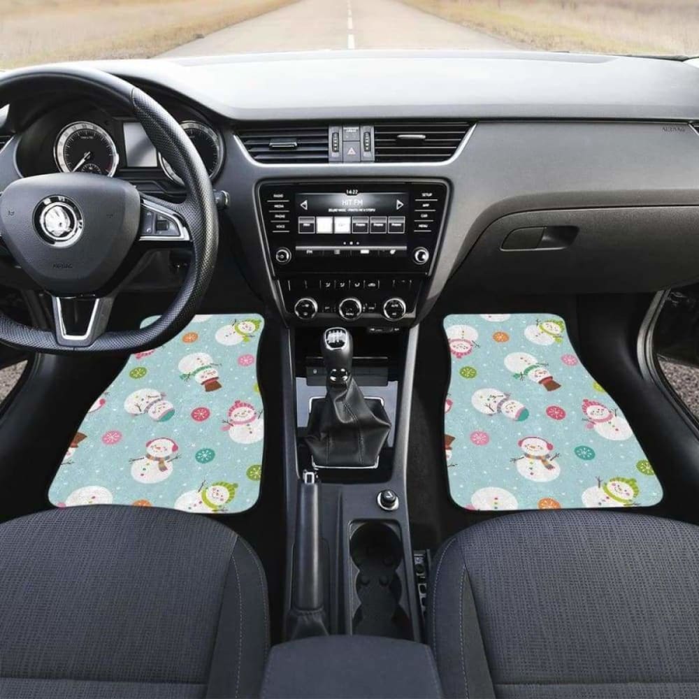 Cute Snowman Snowflake Pattern Front And Back Car Mats 112608