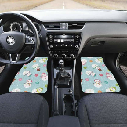 Cute Snowman Snowflake Pattern Front And Back Car Mats 112608