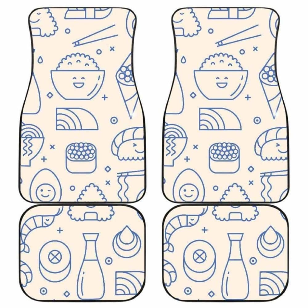 Cute Sushi Icon Pattern Front And Back Car Mats 142711 - YourCarButBetter