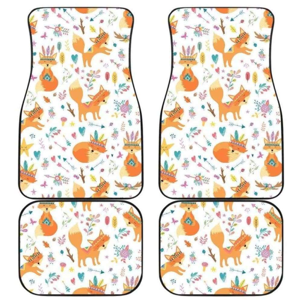 Cute Tribal Fox Pattern Front And Back Car Mats 200217