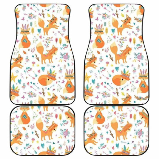 Cute Tribal Fox Pattern Front And Back Car Mats 200217