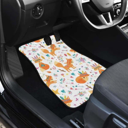Cute Tribal Fox Pattern Front And Back Car Mats 200217