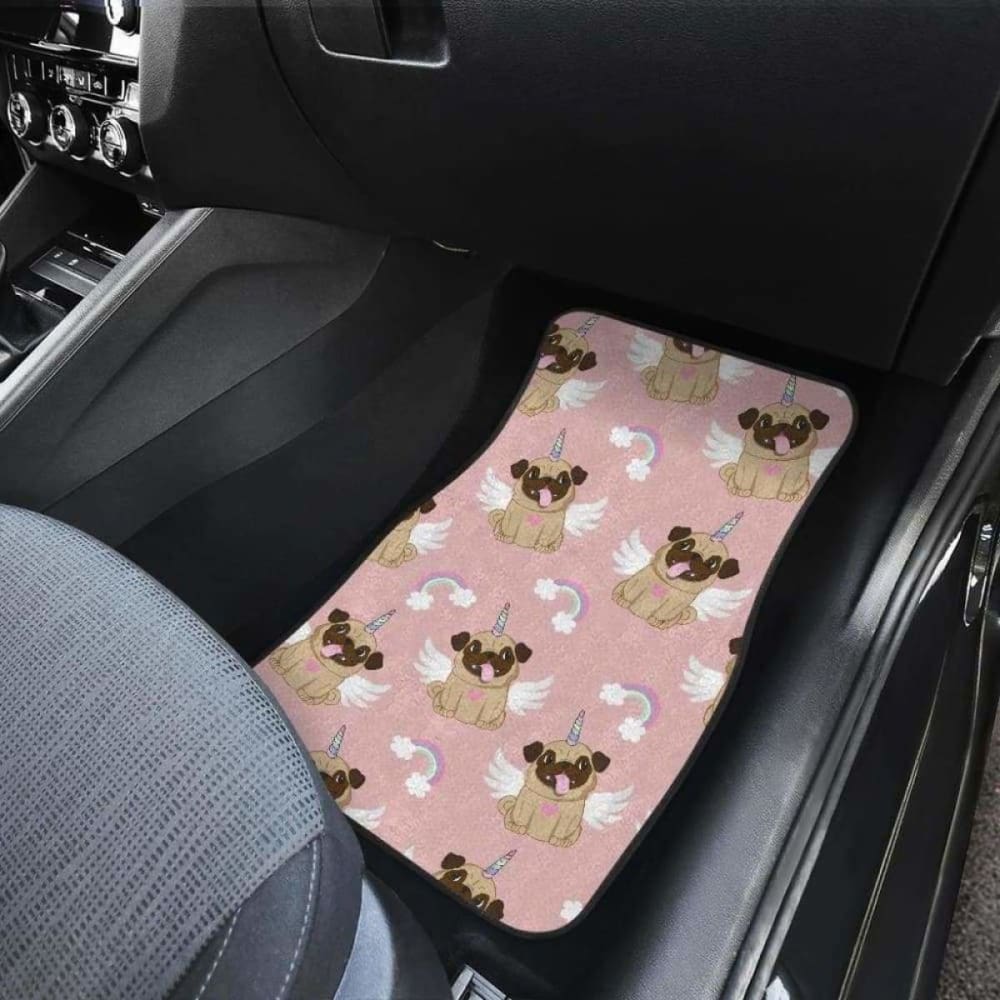 Cute Unicorn Pug Pattern Front And Back Car Mats 170817
