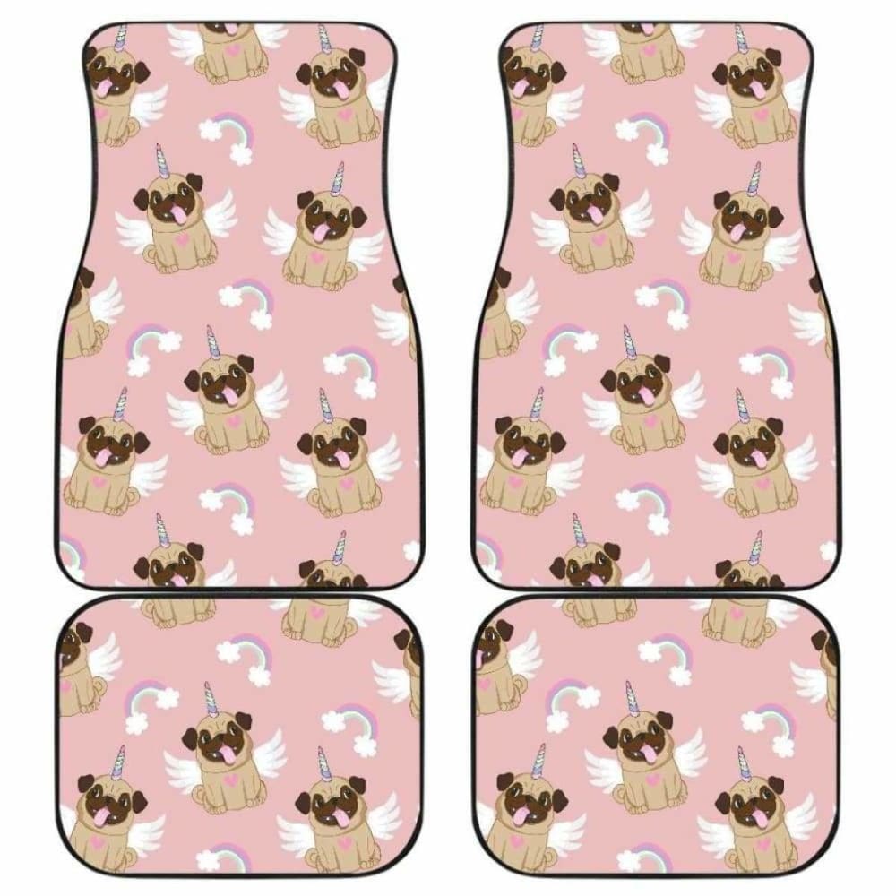 Cute Unicorn Pug Pattern Front And Back Car Mats 170817