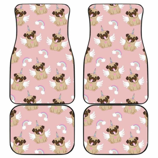 Cute Unicorn Pug Pattern Front And Back Car Mats 170817