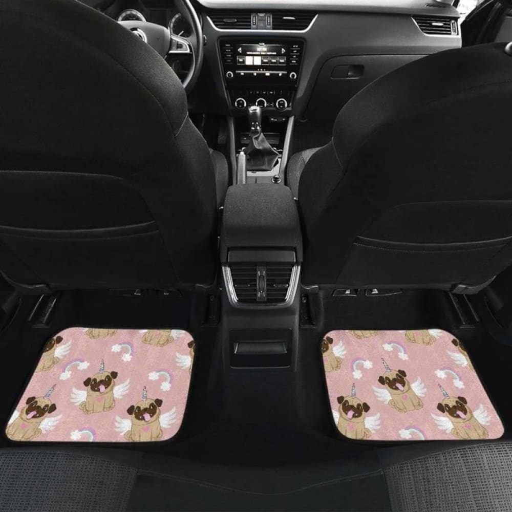 Cute Unicorn Pug Pattern Front And Back Car Mats 170817