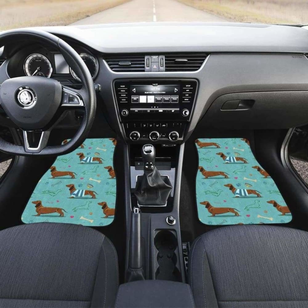 Dachshund Decorative Background Front And Back Car Mats 092813 - YourCarButBetter