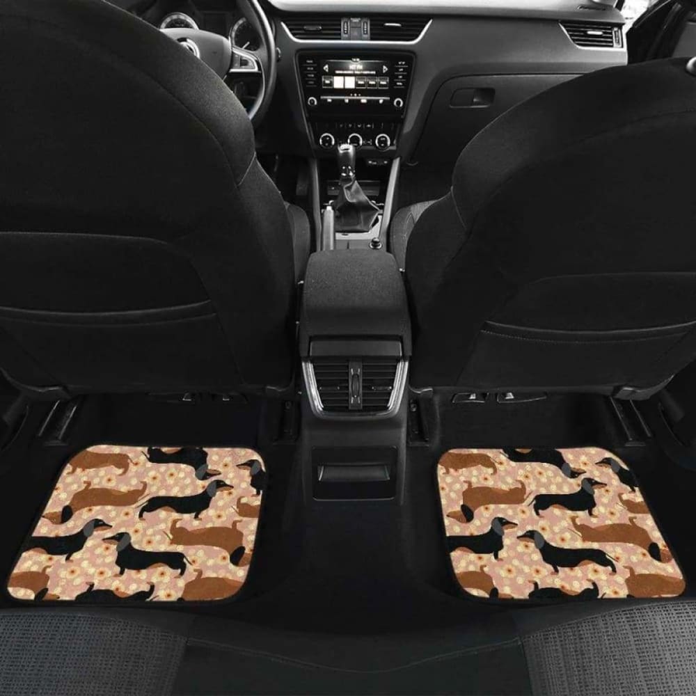 Dachshund Floral Background Front And Back Car Mats 092813 - YourCarButBetter