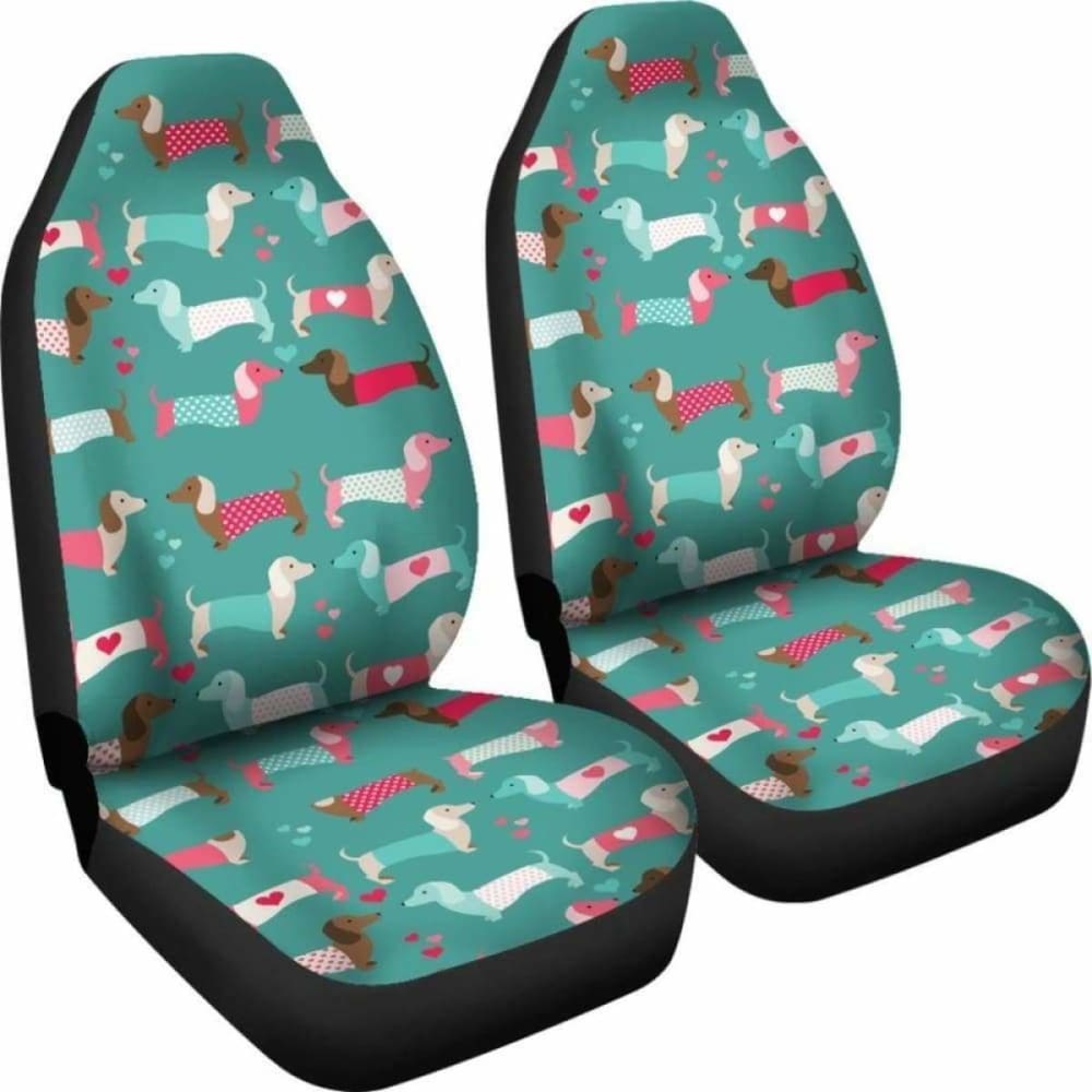 Dachshund Pattern In Blue Color Car Seat Covers 092813 - YourCarButBetter