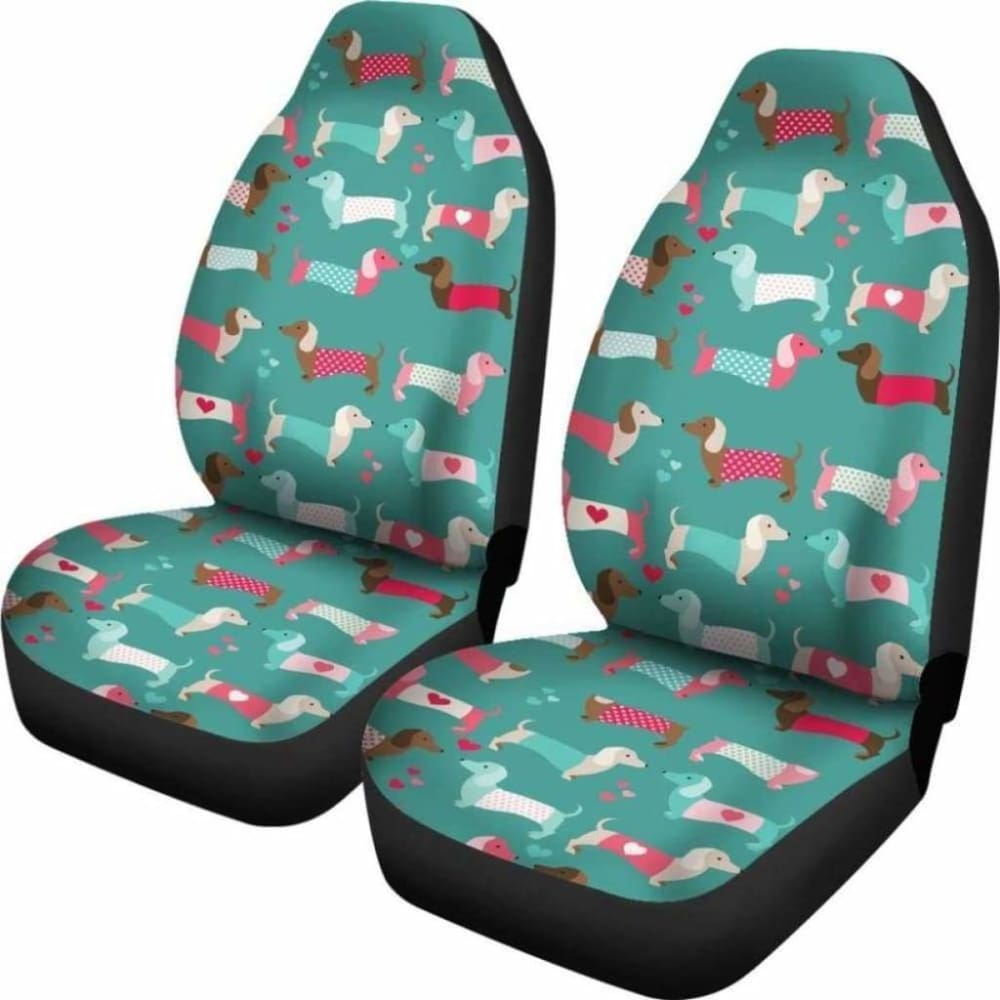 Dachshund Pattern In Blue Color Car Seat Covers 092813 - YourCarButBetter