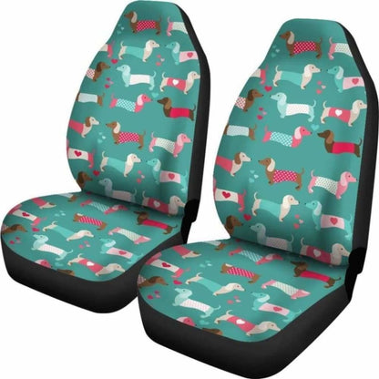 Dachshund Pattern In Blue Color Car Seat Covers 092813 - YourCarButBetter