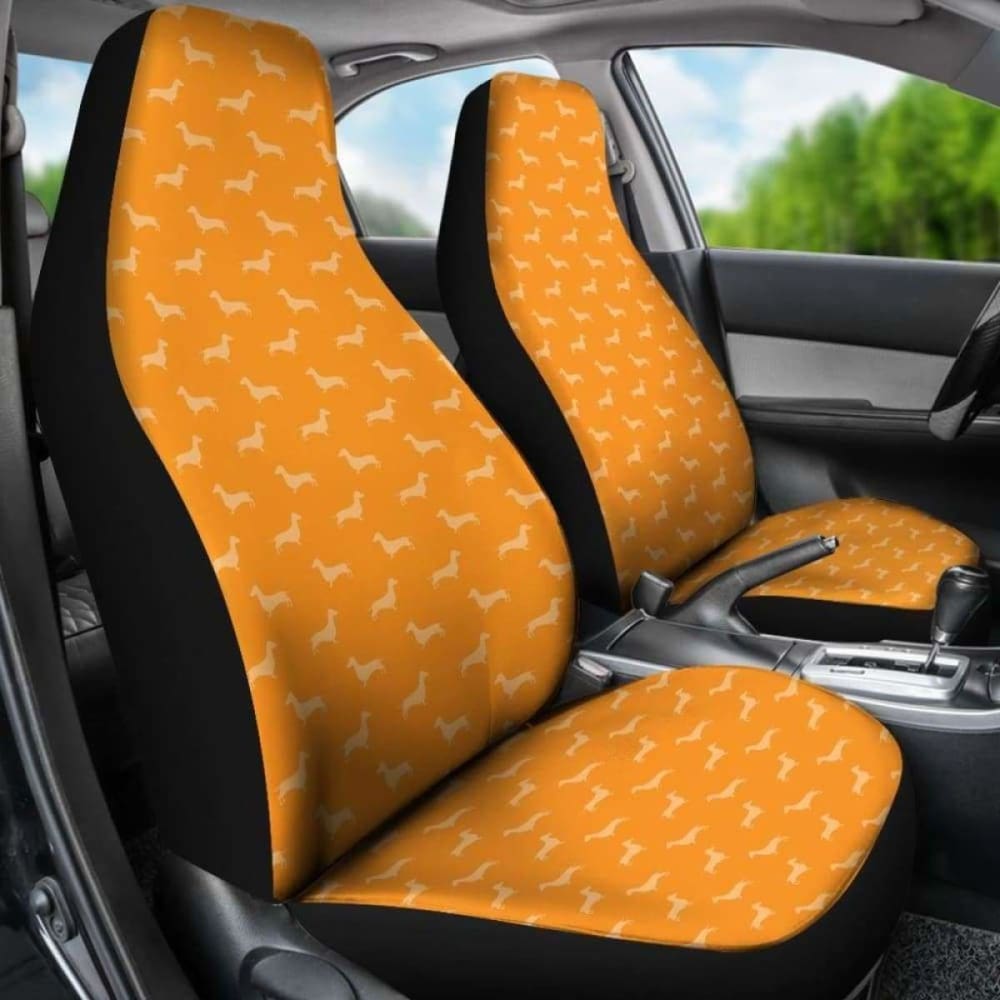 Dachshund Pattern Orange Car Seat Covers 092813 - YourCarButBetter