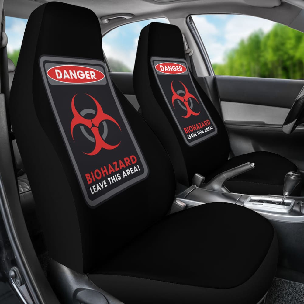 Danger Sign Biohazard Leave This Area Car Seat Covers Custom 1 212903 - YourCarButBetter