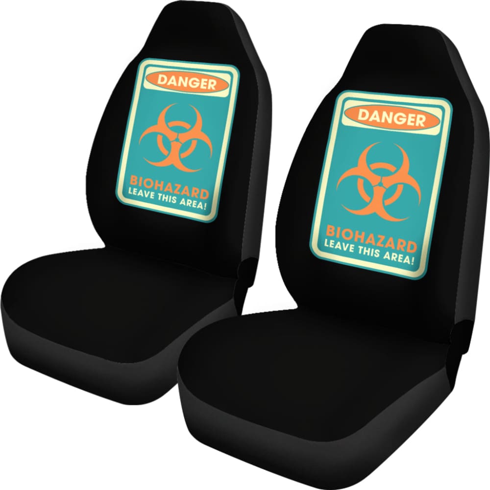 Danger Sign Biohazard Leave This Area Car Seat Covers Custom 2 212903 - YourCarButBetter