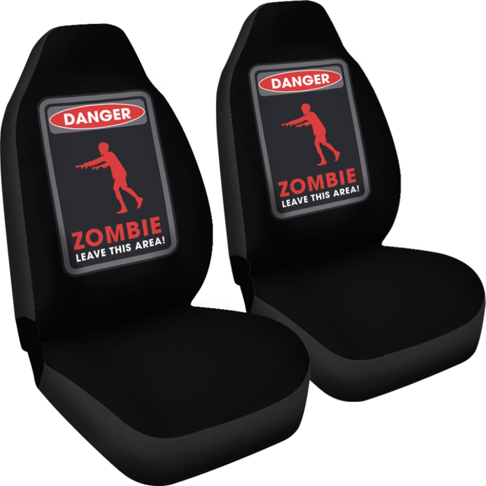 Danger Sign Zombie Leave This Area Car Seat Covers Custom 1 212903 - YourCarButBetter