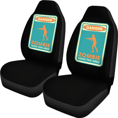 Danger Sign Zombie Leave This Area Car Seat Covers Custom 2 212903 - YourCarButBetter